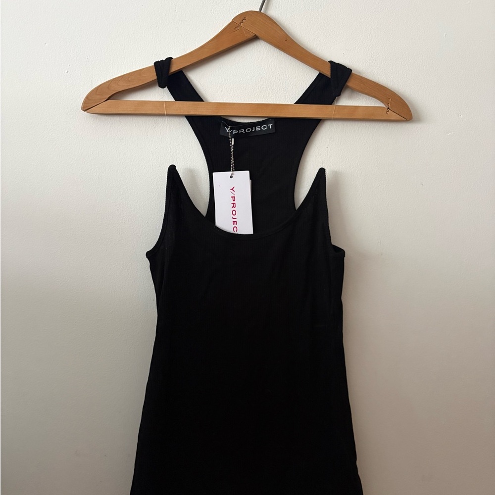 Y/Project Black Racerback Ribbed Tank